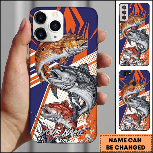 Maxcorner Redfish Fishing Dynamic Splash Comic Style Personalized Name 3D Phone Case