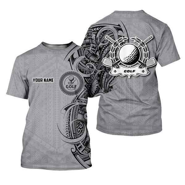 Maxcorners Strike Grey Tribal Tattoo Custom Men's Golf Polo Shirt, Funny Golf Shirt, Dad Golf Gift
