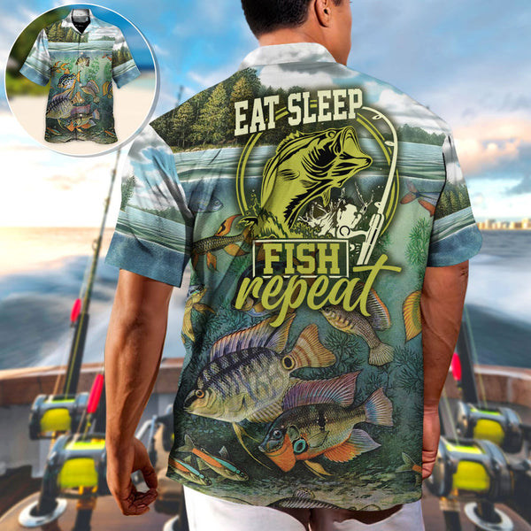 Maxcorners Fishing Eat Sleep Fish And Repeat Hawaiian Shirt