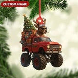 Maxcorners Personalized Funny Deer Truck Acrylic Christmas Ornament - Custom Name Gift for Hunters & Outdoor Lovers LM0411