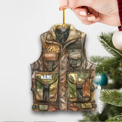 Maxcorners Personalized Camo Hunting Vest Ornament Custom Name Christmas Tree Decoration Gift for Hunters LM0110