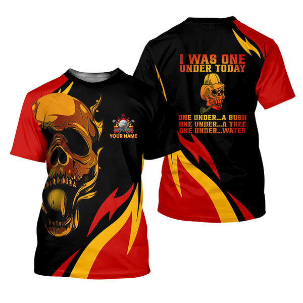 Maxcorners Custom Fire Skull Men's Golf Polo Shirt, Mens Golf Gift, Funny Golf Shirt