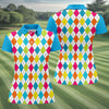 Maxcorners Retro Argyle Diamond Checkered Golf Shirt, Golf Polo For Women, Printed Golf Shirt LM1507