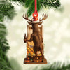Maxcorners Personalized Acrylic Deer Christmas Ornament - Funny Buck with Santa Hat Drinking Beer by Urinal Holiday Decor LM0411