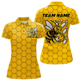 Maxcorners Custom Honeycomb Pattern Bee Bowling Team Men Polo Shirts, Bowling League Shirts LM154