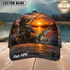 Maxcorners Fishing Skull Angler Sunset Lake Personalized 3D Cap
