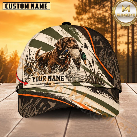 Maxcorners Dog Hunting And Duck Woodland Camo Hunting Dog Personalized Name 3D Cap