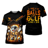 Maxcorners It Takes a Lot of Balls to Golf the Way I Do Custom Men's Golf Polo Shirt, Funny Golf Shirt, Dad Golf Gift