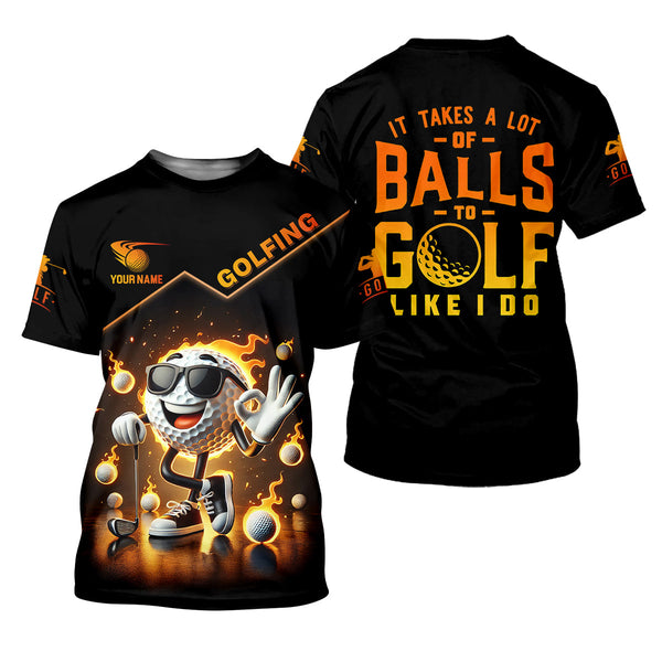 Maxcorners It Takes a Lot of Balls to Golf the Way I Do Custom Men's Golf Polo Shirt, Funny Golf Shirt, Dad Golf Gift
