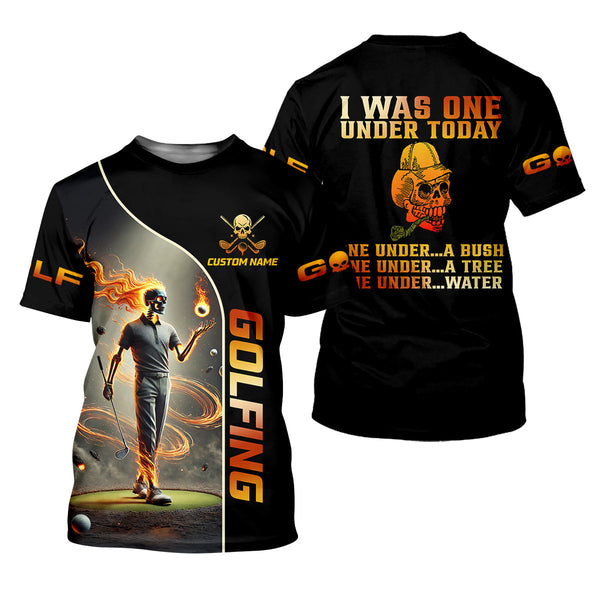 Maxcorners I Was One Under Today Custom Men's Golf Polo Shirt, Funny Skull Golf Shirt, Dad Golf Gift