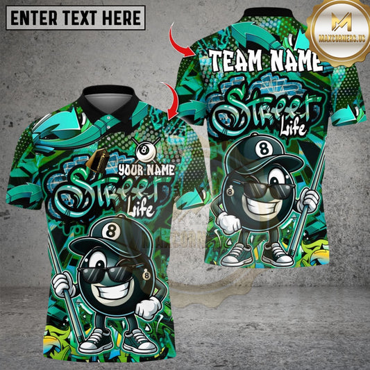 Maxcorners Graffiti Street Life Catoon8 Ball Multicolor Customized Name, Team Name 3D Shirts