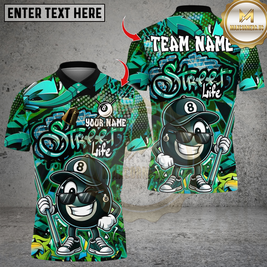 Maxcorners Graffiti Street Life Catoon8 Ball Multicolor Customized Name, Team Name 3D Shirts