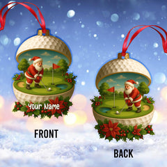 Maxcorners Personalized Santa Golf Ornament, Custom Golf Decor Christmas Gift For Golfer, Golf Christmas Ornaments