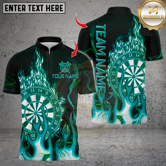 Maxcorners Darts Cool Flaming Dartboard Design Multicolor Customized Name, Team Name 3D Shirts