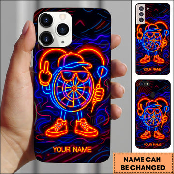 Maxcorners Neon Cool Dartboard Character Glow Style Personalized Name 3D Phone Case