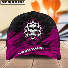 Maxcorners Darts Vintage Skull Multicolor Option Personalized Name 3D Cap