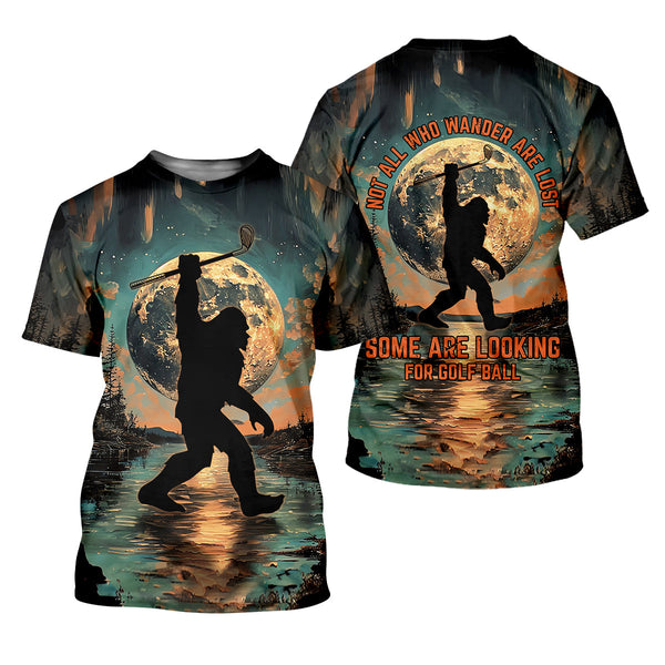 Maxcorners Not All Who Wander Are Lost Funny Bigfoot Men's Golf Polo Shirt, Golfers Gift, Funny Golf Shirt