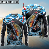 Maxcorners Trout Fishing Blue Camo Sport Personalized Name, Team Name 3D Long Sleeve Shirt