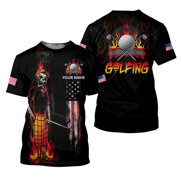 Maxcorners Custom Skull Golf Polo Shirt, Mens Golf Gift, Funny Golf Shirt