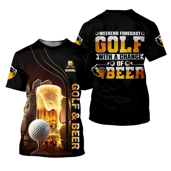 Maxcorners Weekend Forecast Golf With A Change Of Beer Custom Golf Polo Shirt, Mens Golf Gift, Golf Lover Gift
