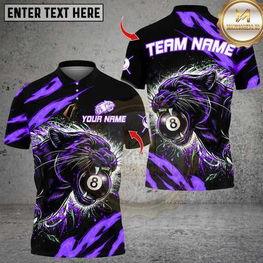Maxcorners Flaming Angry Black Panther Billiards 8 Ball Multicolor Customized Name, Team Name 3D Shirt