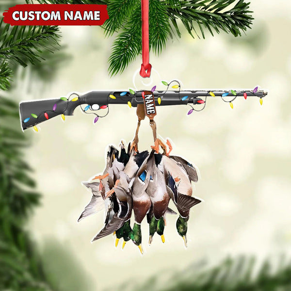 Maxcorners Personalized Duck Hunting Acrylic Christmas Ornament - Custom Name Shotgun Gift For Hunters LM0411