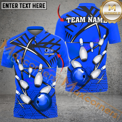 Maxcorners Black Net Pattern Bowling Jersey Multicolor Option Customized Name, Team Name 3D Shirt