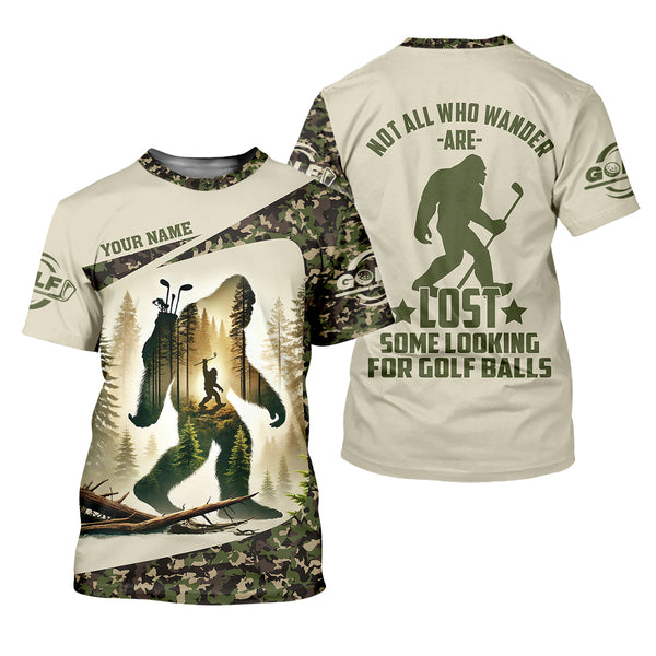 Maxcorners Not All Who Wander Are Lost Bigfoot Custom Men's Golf Polo Shirt, Golfing Apparel, Golf Gifts For Men