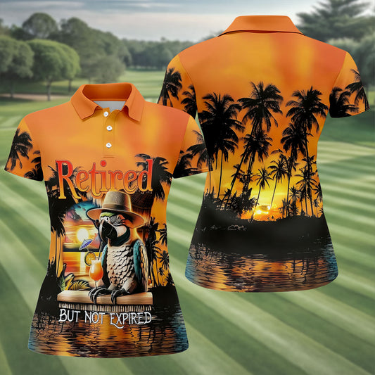 Maxcorners Funny Retirement Parrot Beach Vacation Golf Shirt, Golf Polo For Women, Printed Golf Shirt LM1507