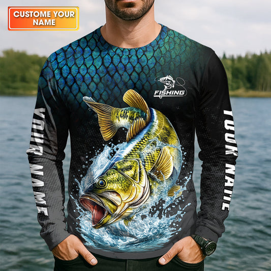 Maxcorners Fishing Is My Therapy Bass Fishing UPF Shirt – Personalized Fishing Shirt for Men