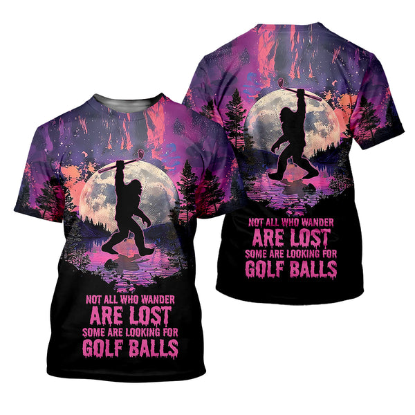 Maxcorners Not All Who Wander Are Lost Bigfoot Custom Men's Golf Polo Shirt, Funny Golf Shirt, Gift For Golfers