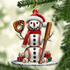 Maxcorners Custom Name Snow White Baseball Ornament, Snowman Christmas Decoration 2D Flat LM2111