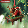 Maxcorners Personalized Acrylic Deer Christmas Ornament - Funny Buck Playing Pool in Santa Outfit Holiday Decor LM0110