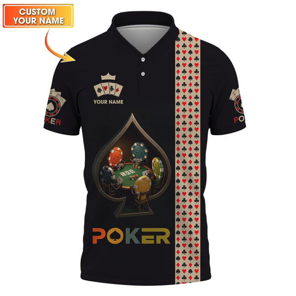 Custom Poker Shirt, Black Casino Chip Tee Spade Table Card Game Design Poker T Shirt