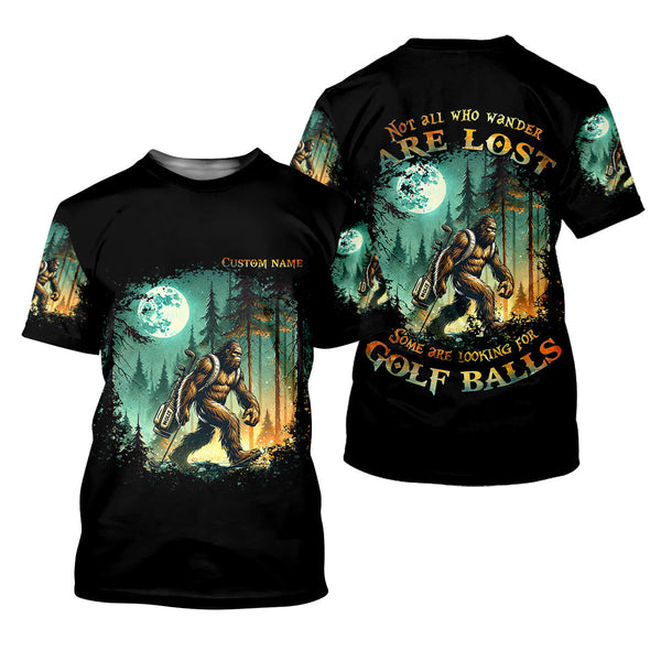 Maxcorners Not All Who Wander Are Lost Custom Bigfoot Men's Golf Polo Shirt, Funny Golf Shirt, Dad Golf Gift