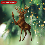 Maxcorners Personalized Funny Deer Buck Fukin' Finger Hunting Acrylic Christmas Ornament Custom Gift for Hunters LM0110