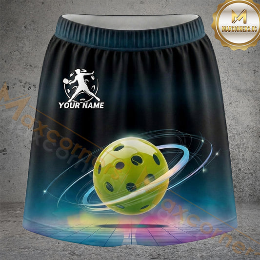 Maxcorners Pickleball Cosmic Planet Orbit Ball Personalized 3D Skort, Skirts With Shorts