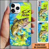 Maxcorners Neon Blue Lime Camo Splash Personalized Name Phone Case (13 Fish Species)