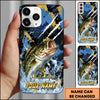 Maxcorners Blue Gold Paint Splash Personalized Name Phone Case (13 Fish Species)