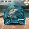 Maxcorners Fishing Ocean Blue Underwater Texture Personalized 3D Cap (12 Fish Species)
