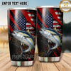 Maxcorners Fishing Tumbler Black Red Patriotic Slash Design Personalized Name Tumbler (13 Species)