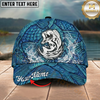 Maxcorners Fishing Blue Scale Water Texture Personalized 3D Cap (12 Fish Species)