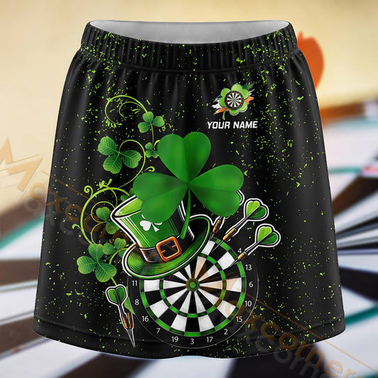 Maxcorners Darts Shamrock Leprechaun Dartboard Personalized 3D Skort, Skirts With Shorts