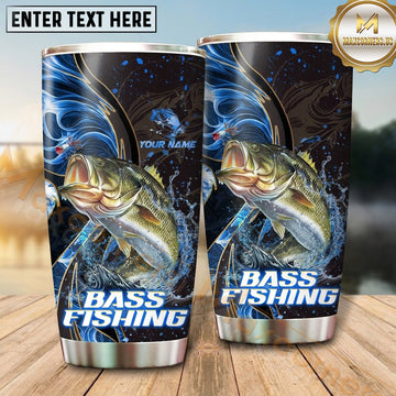 Maxcorners Fishing Tumbler Midnight Blue Cosmic Swirl Design Personalized Name Tumbler (13 Species)