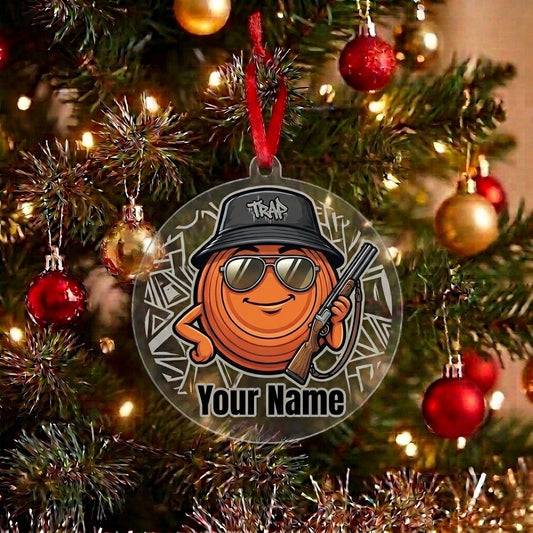 Maxcorners Personalized Funny Clay Target Bucket Hat Shotgun Sunglasses Character Acrylic Christmas Ornament And Keychain Custom Gift For Hunters 2D Flat