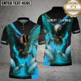 Maxcorners Bowling Shirt American Bald Eagle Bowling Ball Multioptions Personalized Name, Team Name Unisex 3D Shirt (4 Colors)