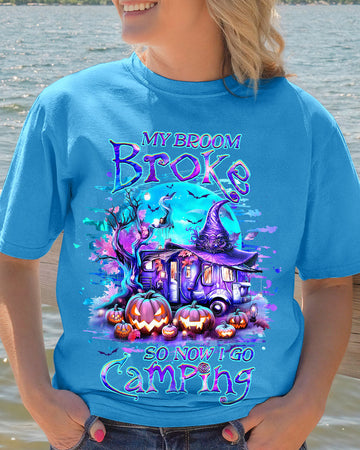 Maxcorners My Broom Broke So Now Halloween Camping Cotton Shirt LM2101