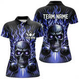Maxcorners Skull Bowling Flame Bowler Jerseys Bowling Team Multicolor Option Customized Name 3D Shirt For Women