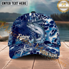 Maxcorners Fishing Blue Hexagon Compass Multi Options Personalized Name 3D Cap (11 Fish Species)