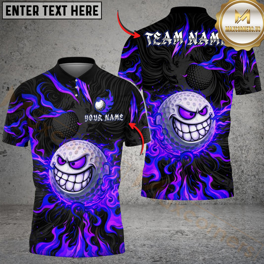 Maxcorners Savage Smile Swing Golf Polo Shirt Customized Name, Team Name 3D Shirts